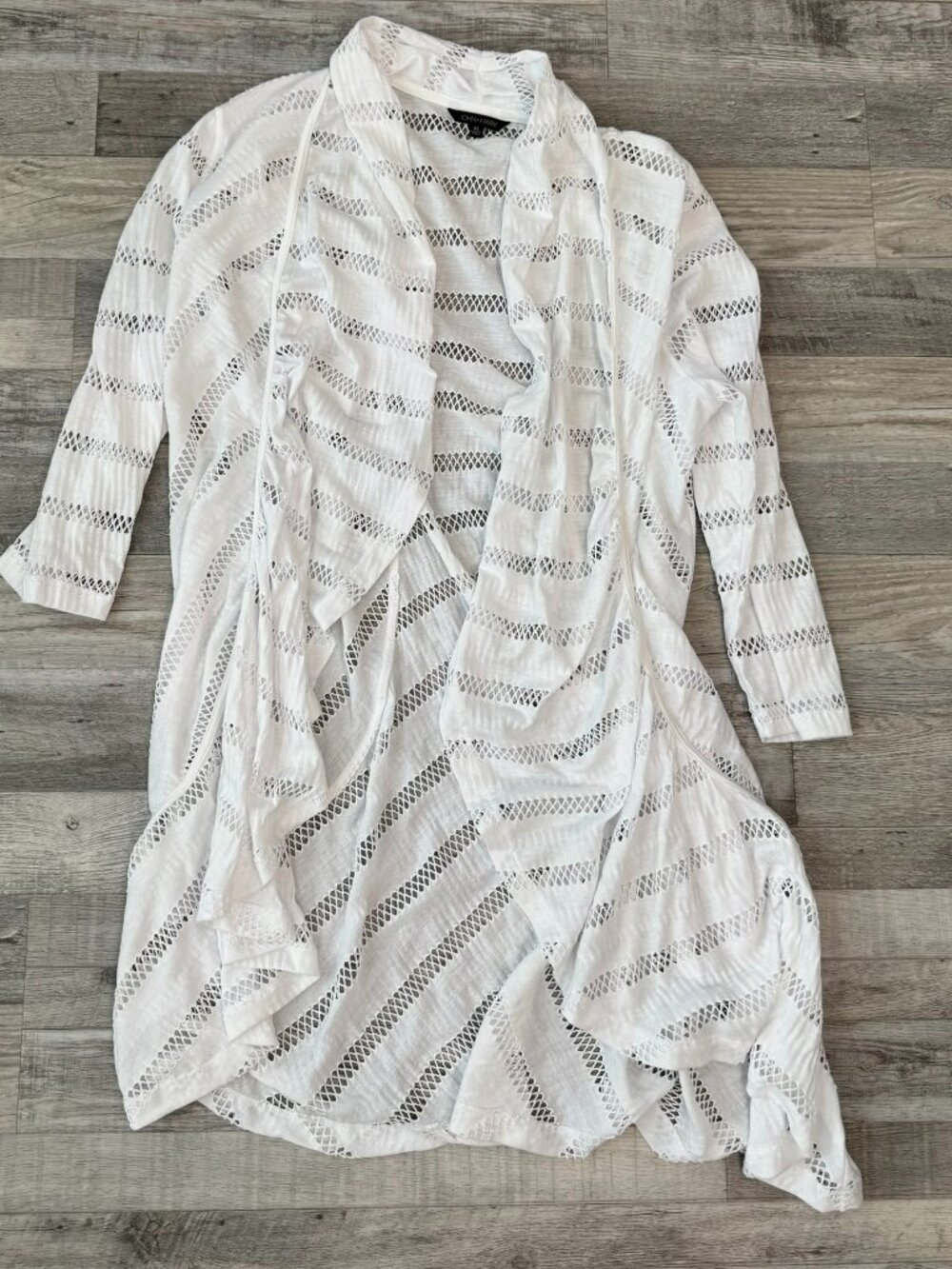 John Mark white stretch knit beach cover open front cardigan size XL O46